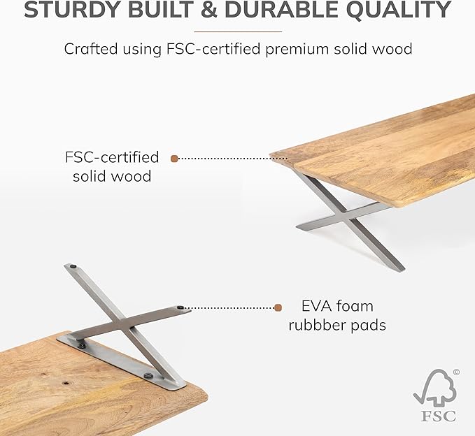 Anji Mountain Monitor Stand - Desktop Organizer & Laptop Riser, Ergonomic Monitor Riser, Space-Saving Monitor Stand for Desk, Durable Construction, Easy Assembly, Ideal for Home & Office,Natural