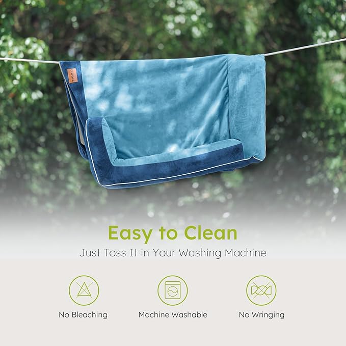 Jumbo Dog Bed for Extra Large Dogs, Orthopedic Dog Bed with Cooling Gel Memory Foam, Waterproof Pet Bed with Removable Washable Cover, 45" Pet Sofa Couch Dutch Velvet with Bone Toy, Navy Blue