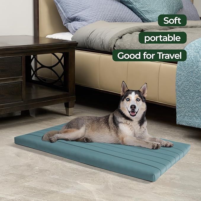 BALANCE Dog Crate Bed, Orthopedic Dog Bed Pad with Waterproof Liner, Washable Crate Foam Pet Mat for Large, Medium, Puppy Dogs Breeds, Powder Blue, 42"x28"x2"