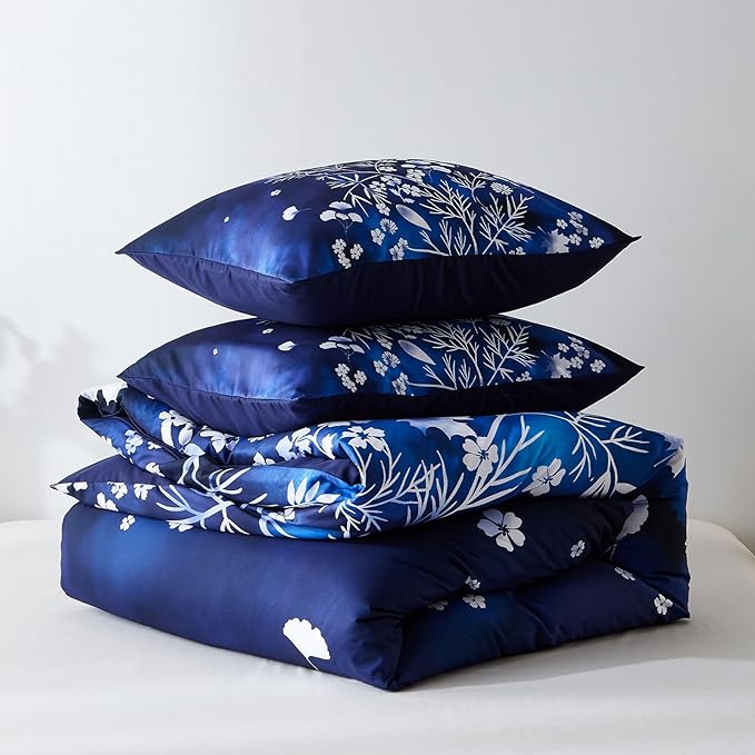 Cupocupa Duvet Cover King Size Set Boho Floral Pattern King Duvet Cover Set for King Size Bed Vintage Soft Bedding Leaf Print Duvet Cover with Pillowcases