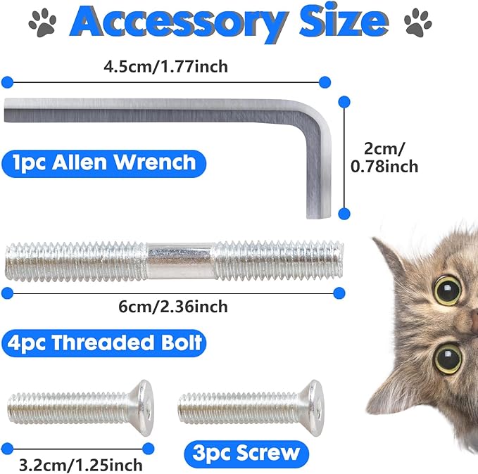 PowerKing Thick Natural Sisal Replacement Scratching Post,15.7" Length, 4.5" Thick, 2Pcs M8 Cat Scratch Post Refill Poles, Ideal for Refurbishment, Includes Screws, White