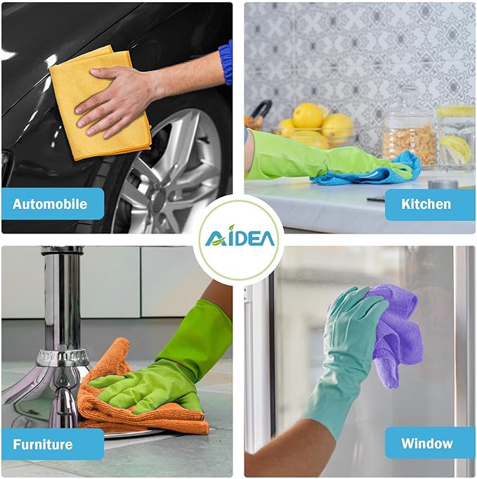 AIDEA Microfiber Cleaning Cloth, 20PK, Soft Lint Free Rags, Microfiber Towels for Cars, Kitchen Cloth, Dusting Cloth for Home, Window, Cleaning Supplies, 11.5"×11.5"