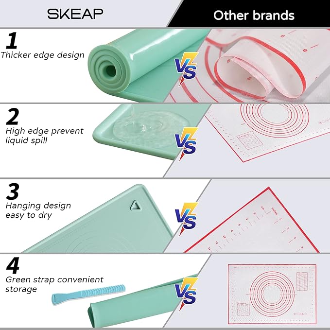 Silicone Baking Mat, 20"X28" Extra Large Non-stick Silicone Mat With High Edge, Food Grade Silicone Dough Rolling Mat For Making Cookies, Macarons, Multipurpose Mat, Countertop Mat, Placemat