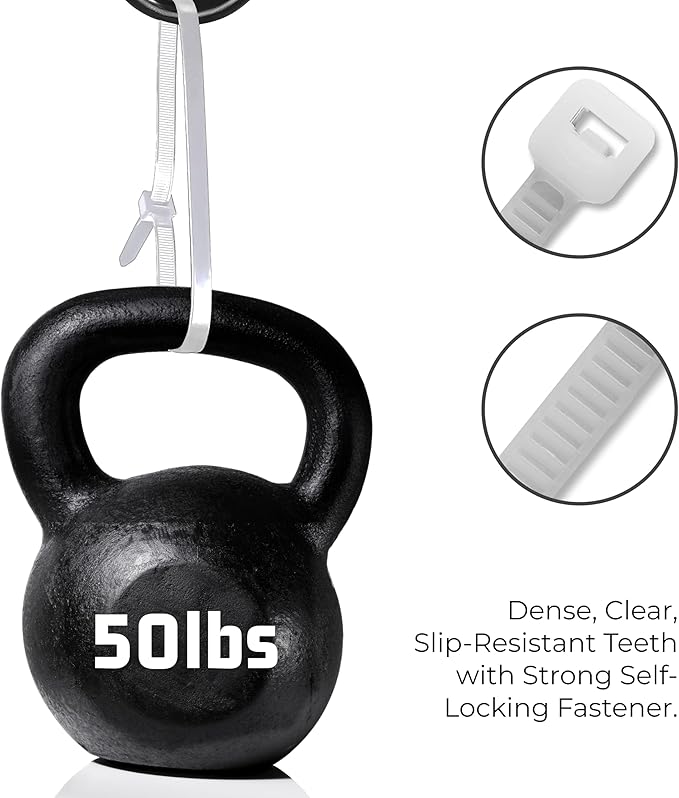 Bolt Dropper 11-Inch White Zip Ties, 1000-Pack - Heavy Duty Self-Locking Nylon Cable Ties with 50 lbs Tensile Strength - Indoor and Outdoor Cable Management Wire Tie - UV Resistant Zip Tie Wraps