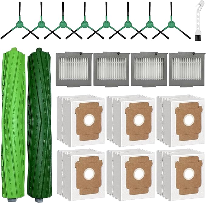 21 Pack Replacement Parts for iRobot Roomba Max 705 Vac/Plus 504 Vac Vacuum Cleaner, Accessories Kit with 2 Main Brushes,4 Filters,6 Dust Bags,8 Side Brush,1 Cleaning Tool