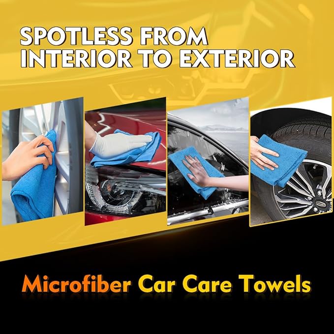 HOMEXCEL Blue Shop Towels 100 Pack, Reusable Microfiber Towels for Cars, Bulk Multipurpose Microfiber Cleaning Cloths, Lint Free Cleaning Rags for Car, House and Kitchen, 11.5 x 11.5 inch