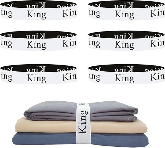 6 Pieces Bed Sheet Organizer Bands, Sheet Organizers and Storage Label Bands, Sheet Label for Bedding, Sheets Organizer for Closet,Sheet Keepers Linen Labels Bedding Bands (King)
