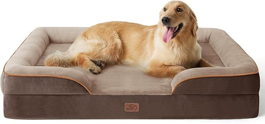 Bedsure XL Plus Orthopedic Dog Bed for Extra Large Dogs - Washable XLarge Dog Cat Bed Waterproof, Comfort Dogs Couch Sofa with Washable Removable Cover, Pet Bed with Nonskid Bottom, Brown, 48"