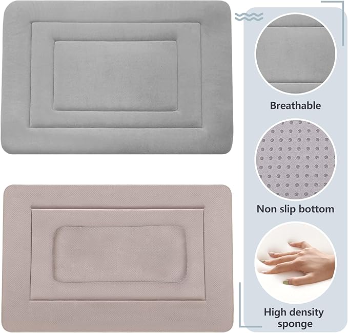 JoicyCo Dog Bed Soft Dog Crate Bed Pad Mat, 48 in Non Slip Bottom Washable Beds for Extra Large Dogs, Pet Bed Mattress Kennel Pad, Clay Gray