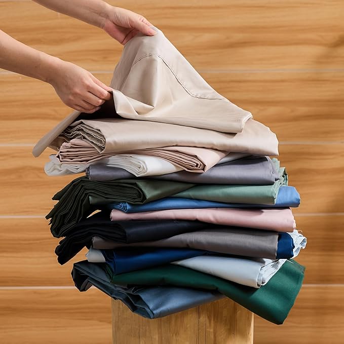 Bedlifes Deep Pocket Sheets 18-24 Inch, California King Size Egyptian Cotton 1000 Thread Count, 4-Piece - Fits Extra Thick Mattresses, Cooling & Breathable (Forest Green)