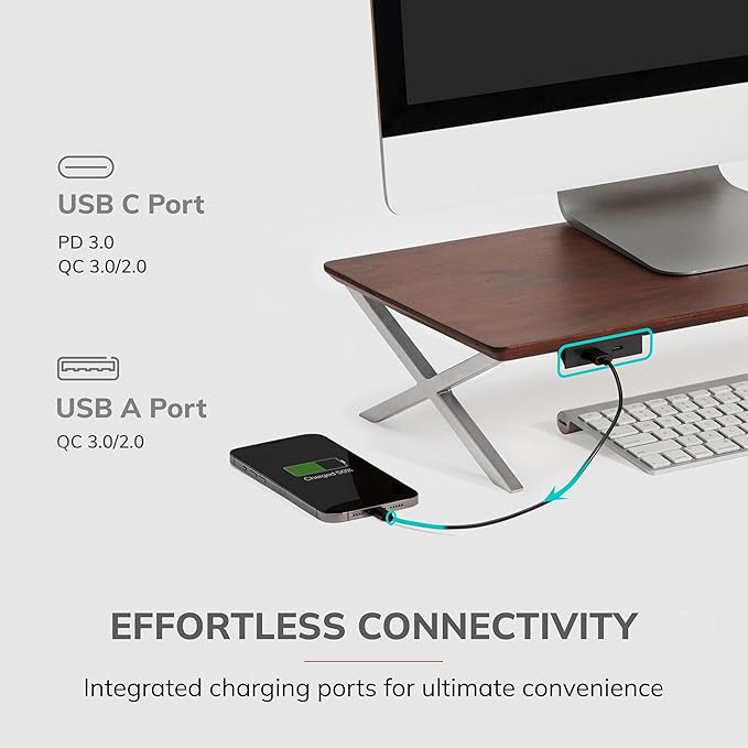 Anji Mountain Monitor Stand - Desktop Organizer & Laptop Riser, Ergonomic Monitor Riser, Space-Saving Monitor Stand for Desk, Durable Construction, Easy Assembly, Ideal for Home & Office,Black
