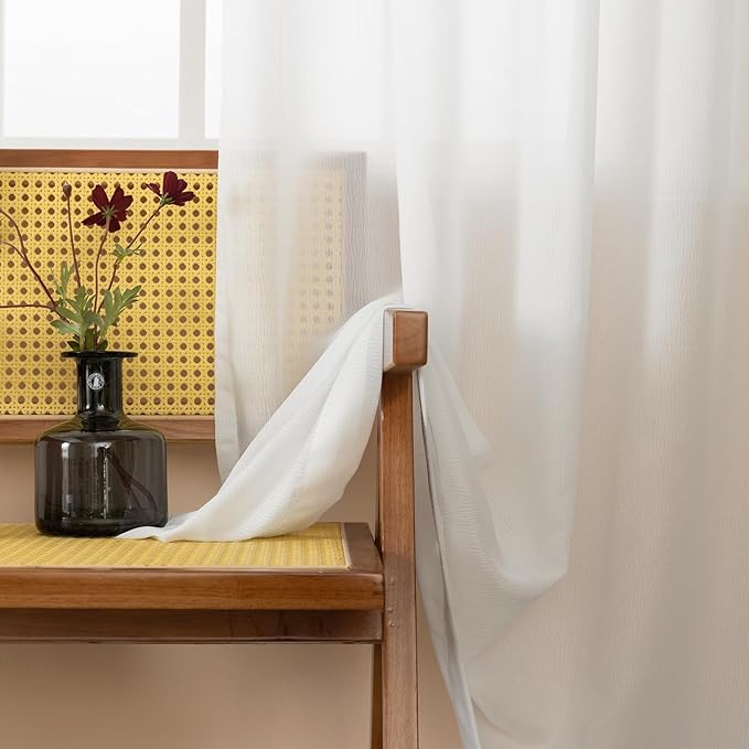 102 Inches Long Pinch Pleated Curtains White Semi Sheer Light Filtering Window Curtains for Living Room Bedroom 1 Panel Sliding Glass Door for Pinch Pleat Drapes, W52 x L102