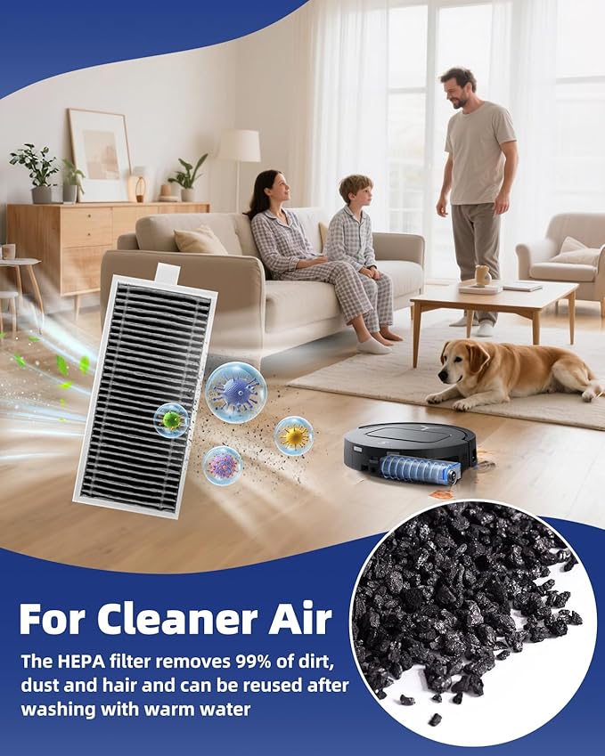 21 Pcs Replacement Parts Kit Compatible with ECOVACS DEEBOT T80 OMNI/for Yeedi M14 Plus Robot Vacuum Cleaner - Accessory Set with 1 Main Brush, 3 Roller Mops, 4 Filters, 6 Dust Bags, 6 Side Brushes