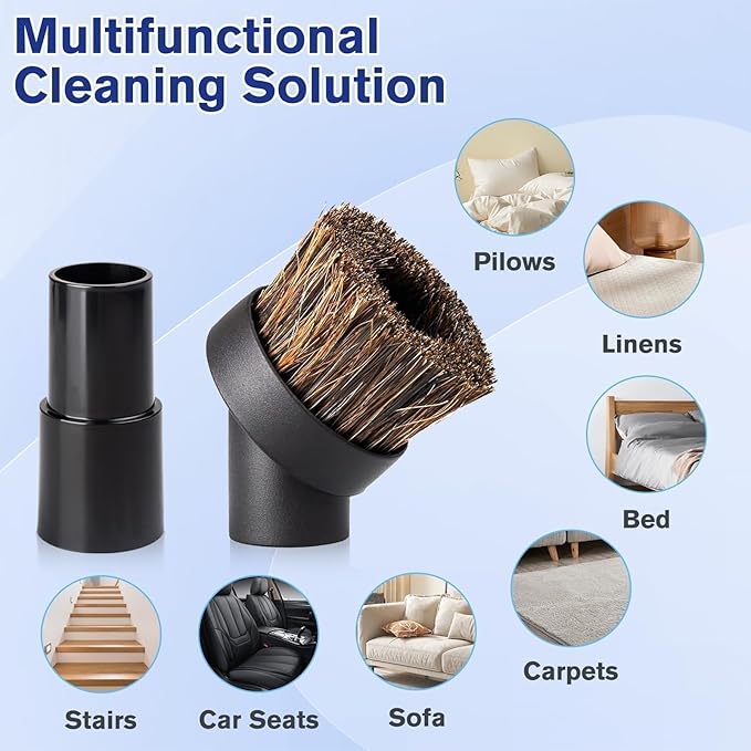 Round Soft Horse Hair Vacuum Brush Attachment For Shark Vacuum Attachments - Round Dust Brush For Shark Vacuum Brushs Attachment With Adapter, for Most Vacuum Cleaners Accessories