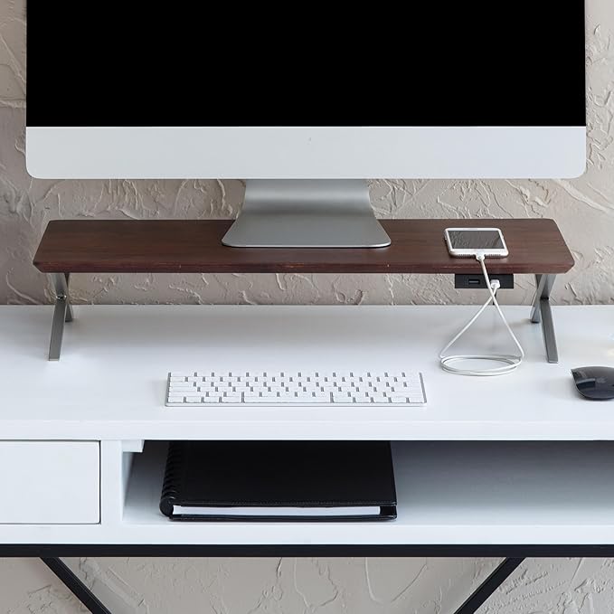 Anji Mountain Monitor Stand - Desktop Organizer & Laptop Riser, Ergonomic Monitor Riser, Space-Saving Monitor Stand for Desk, Durable Construction, Easy Assembly, Ideal for Home & Office,Biscotti