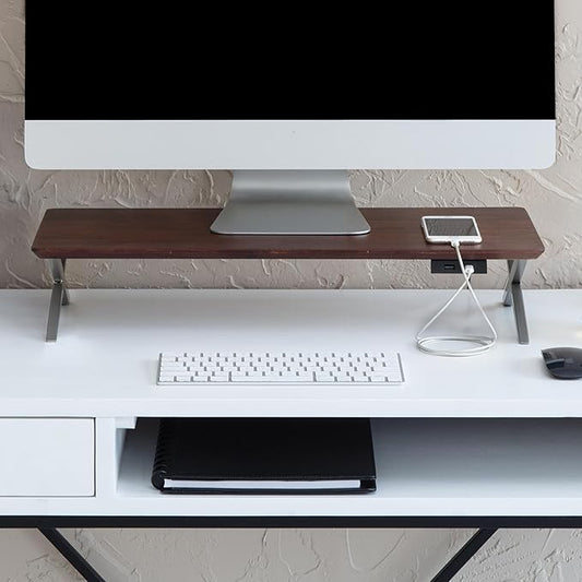 Anji Mountain Monitor Stand - Desktop Organizer & Laptop Riser, Ergonomic Monitor Riser, Space-Saving Monitor Stand for Desk, Durable Construction, Easy Assembly, Ideal for Home & Office,Biscotti