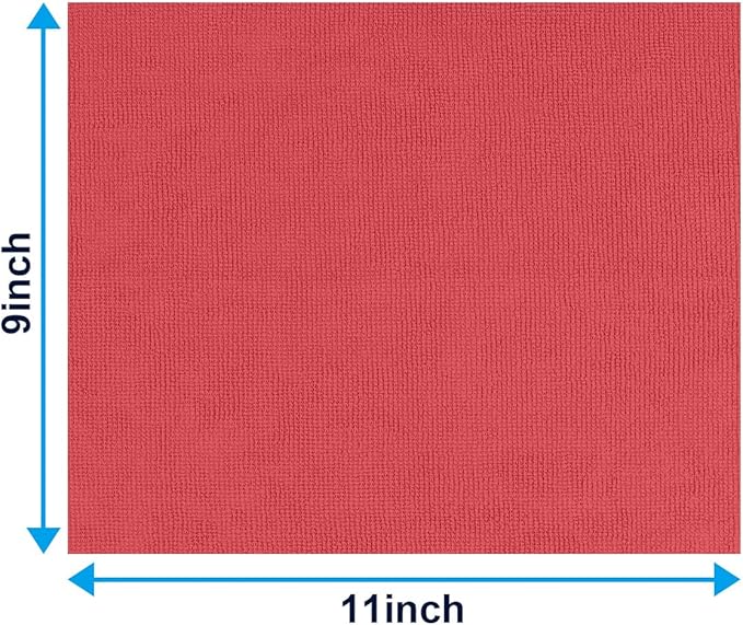 GLIMGLINT Microfiber Cleaning Cloth, 100 Pack Shop Towels, Lint-Free, Ultra Absorbent Reusable or Disposable Microfiber Cloths for Kitchen, Car, Cleaning Rags, 11" x 9", Red