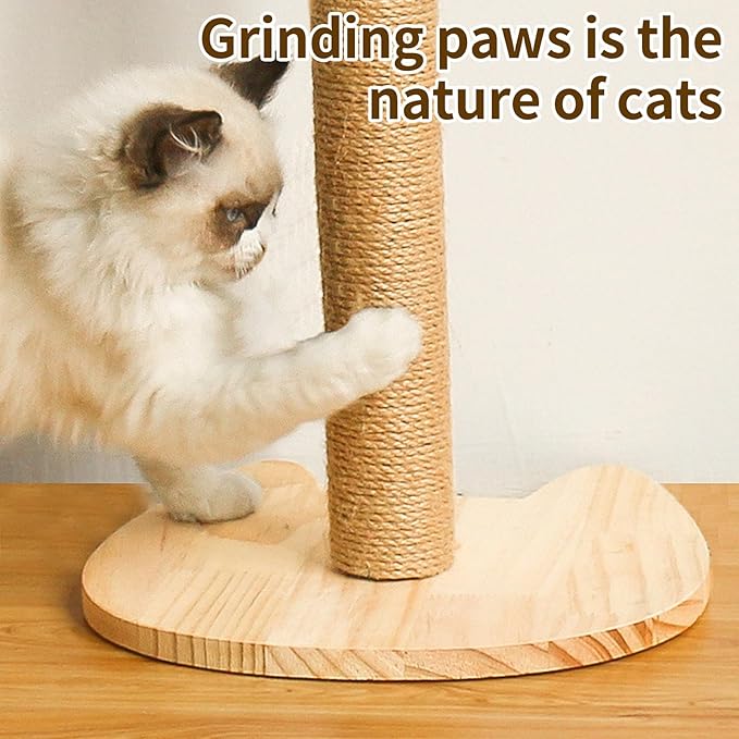 Fhiny 4PCS Cat Scratching Post Replacement 15" Natural Sisal Spare Extension Scratch Post for Cats Tree DIY Craft Refill Pole Parts Hemp Rope Scratcher Climbing Perch for Indoor Kitten White