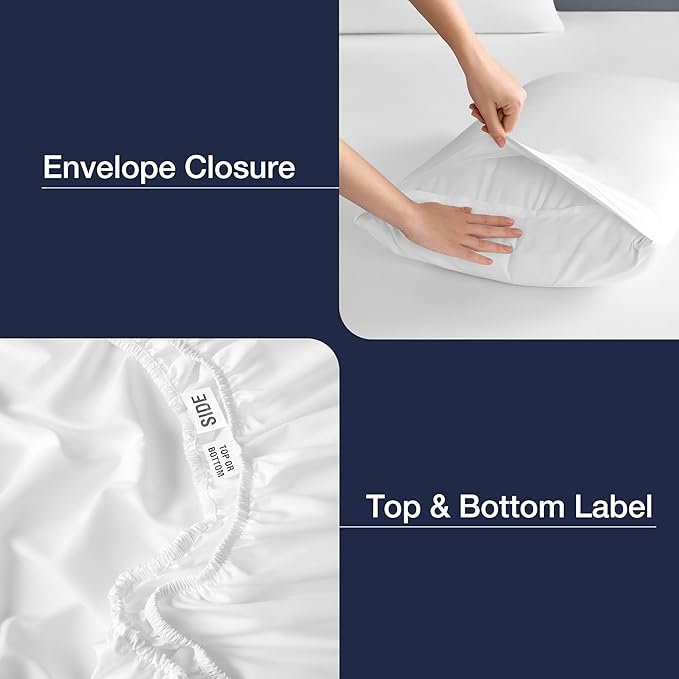 CASUAL LIVING Cal King Sheets 4 Piece Set with 2 Pillowcases, Soft Microfiber Hypoallergenic Washable Deep Pocket Lightweight Bedding Elasticized, California King Sheet Sets, White