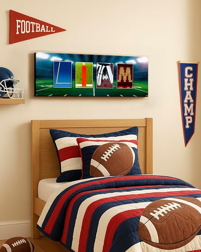 Personal-Prints FOOTBALL Personalized Décor or Gift for the Coach, Player or Fan |Customized Football Name Wall Art Gift (6"x18" Stretched Canvas)
