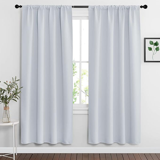 RYB HOME Room Darkening Curtains Bedroom Window Draperies Sunlight Shades Panels for Kid's Room Kitchen,42 inch Wide x 72 inch Long, Grayish White