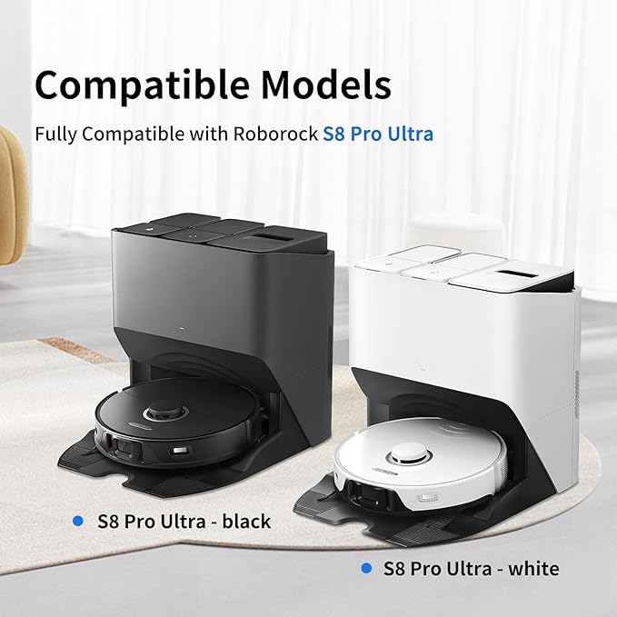 23 PCS Accessories Kit Compatible with Roborock S8 Pro Ultra Robot Vacuum Cleaner,6 Side Brushes,4 HEPA Filters,4 Dust Bags,1 Cleaning Brush,2 Main Brushes,4 Mop Pads,2 Tools