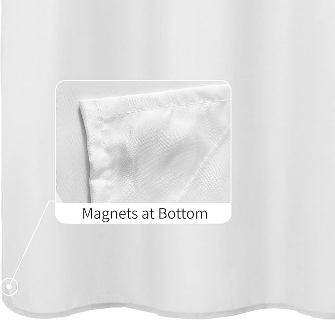 ALYVIA SPRING Stall Fabric Shower Curtain Liner Waterproof - 54" x 72", Soft & Lightweight Stall Size Shower Curtain with Magnets, Machine Washable - 54x72, White
