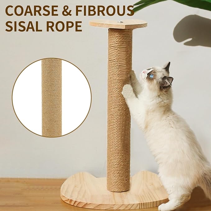 Fhiny 4PCS Cat Scratching Post Replacement 15.7" Natural Jute Spare Extension Scratch Post for Cats Tree DIY Craft Refill Pole Parts Hemp Rope Scratcher Climbing Perch for Indoor Kitten Brown