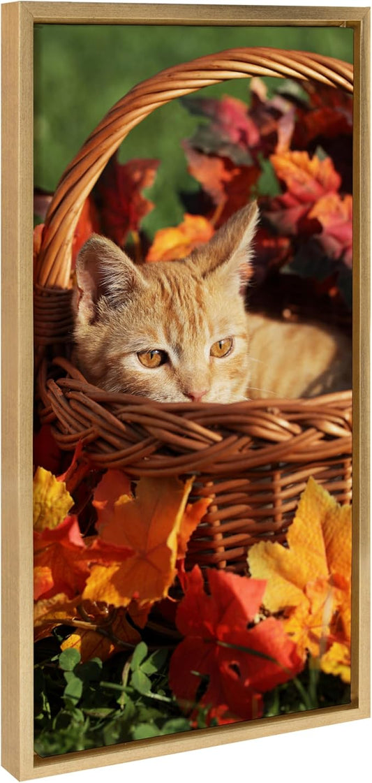 Kate and Laurel Custom Printed Framed Canvas Wall Art; 14x26.5 Bright Gold; Sylvie Personal Canvas Print with Your Photos for Living Room Gallery Wall Decor | Printed and Hand Framed in the USA