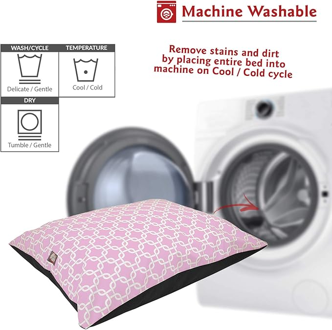 Majestic Pet Rectangle Medium Dog Bed - Non-Slip Washable Comfy Crate Kennel Pillow for Sleeping - 35 x 28 Inch for Medium Breed - Links Pink