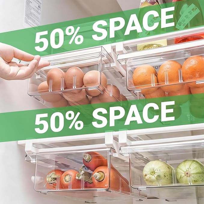 12 in refrigerator drawer - fridge drawer organizer for Deli Meat, Cheese, Produce and More, Stretchable and Deep Storage