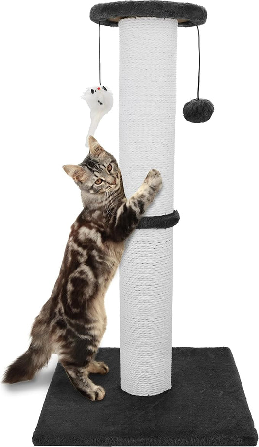 Cat Scratching Post 34 Inches Heavy Duty and Thicker Cat Scratching Post Sisal Rope with Hanging Ball and Mice Scratching Post for Indoor Cats and Adult(Bright Green)
