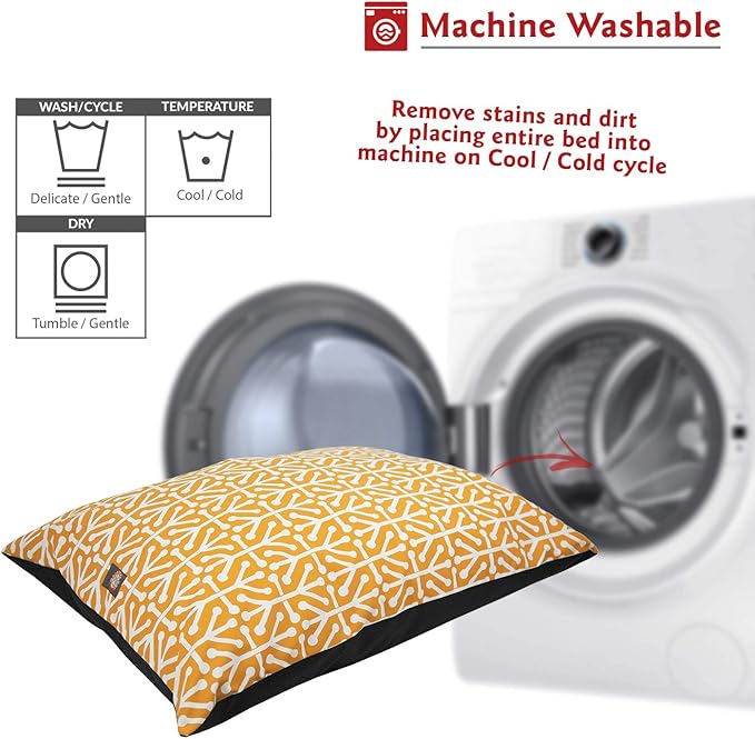 Majestic Pet Rectangle Large Dog Bed Washable – Non Slip Comfy Pet Bed – Dog Crate Bed Super Value Pillow Dog Bed – Dog Kennel Bed for Sleeping - Dog Bed Large Breed 46 x 35 Inch – Aruba Yellow