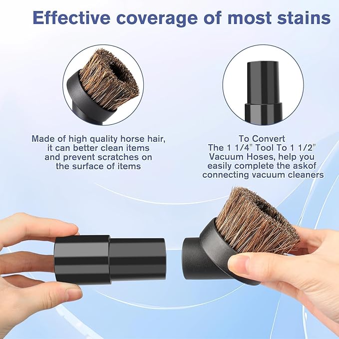 3PACK- Horse Hair Brush Vacuum Attachment for Shark Vacuum Attachments, Round Dust Brush for Shark Vacuum Brushs Attachment With Adapter, for Most Vacuum Cleaners Accessories