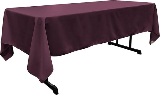 LA Linen Polyester Poplin Washable Rectangular Tablecloth, Stain and Wrinkle Resistant Table Cover 60x120, Fabric Table Cloth for Dinning, Kitchen, Party, Holiday 60 by 120-Inch, Eggplant