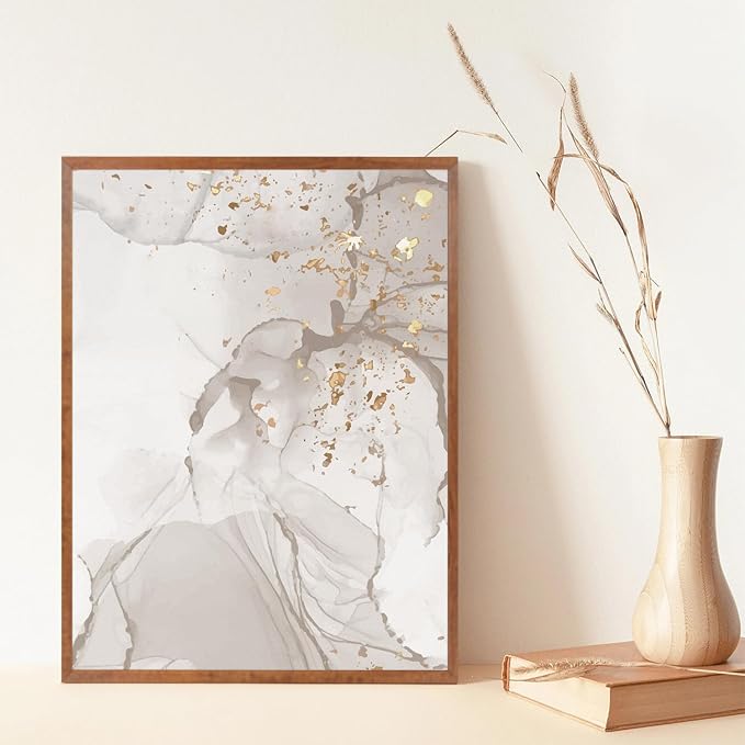 CHDITB Marble Framed Canvas Wall Art Set Of 3,Abstract Nordic Style Artwork Wall Decor, Modern Neutral Wall Painting, Grey Line Texture Art Prints For Bedroom Living Room Decor(12X16 Inch)