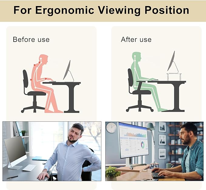 Monitor Stand Riser,Wood & Acrylic Computer Monitor Stand with LED Light,Desk Accessories Desktop Organizer Stand for Computer,Laptop,Printer,PC & TV Screen Riser… (All White)