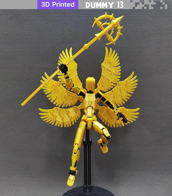 (Assembly Completed) 3D Printed T13 Action Figure, 5.5 Inch Multi-Jointed Movable Dummy 13 Toy,Dummy 13 Robot Action Figure with Lots of Weapons ﻿