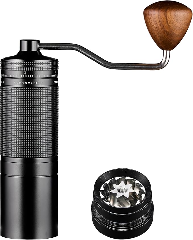 Z30 Manual Hand Coffee Grinder with 7 Star Stainless Steel Burr for French Press, Mocha, Espresso, External Adjustable Design, Three Bearing Positioning, Black, 20g