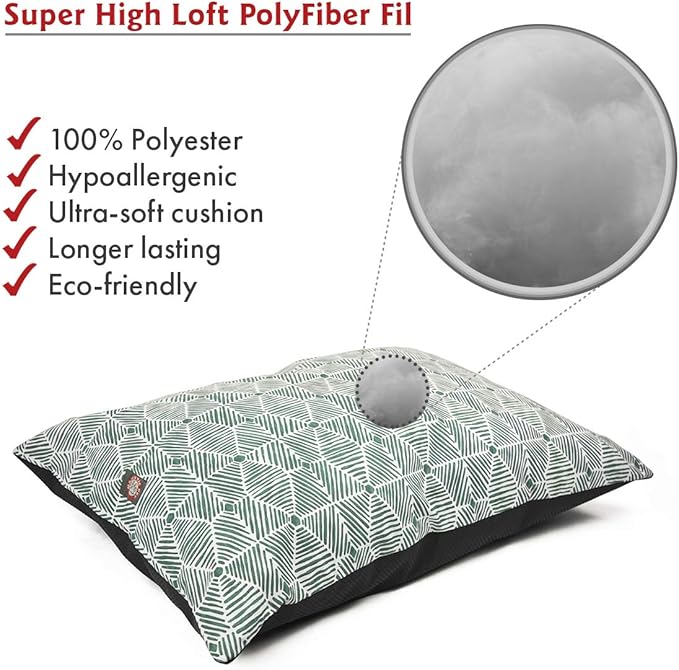 Majestic Pet Rectangle Medium Dog Bed Washable – Non Slip Comfy Pet Bed – Dog Crate Bed Super Value Pillow Dog Bed – Dog Kennel Bed for Sleeping - Dog Bed Medium Breed 35 x 28 Inch – Charlie Emerald