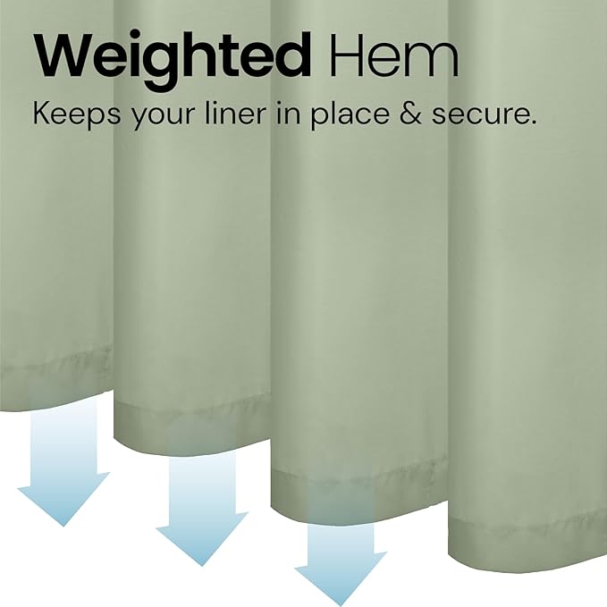 LiBa Green Shower Curtain, Fabric, Water Repellent Shower Curtain, Decorative Bathroom Curtains, 72" W x 72" H, Heavy Duty, Easy to Clean(Green)