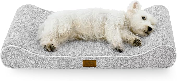 Dog Bed for Medium Dogs up to 65 lbs - Removable Washable Cover with Waterproof Lining & Non-Skid Bottom, Cotton-Polyester Blend Boat-Shaped Lounger Mattress, M(36x24x5.5in), Light Gray