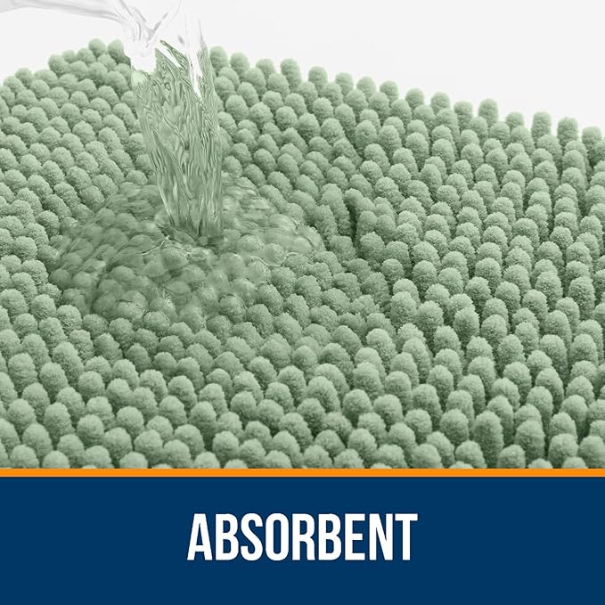 OLANLY Bathroom Rugs 30x20, Extra Soft Absorbent Chenille Bath Rugs, Rubber Backing Quick Dry, Machine Washable Bath Mats for Bathroom Floor, Tub and Shower, Home Decor Accessories, Sage Green