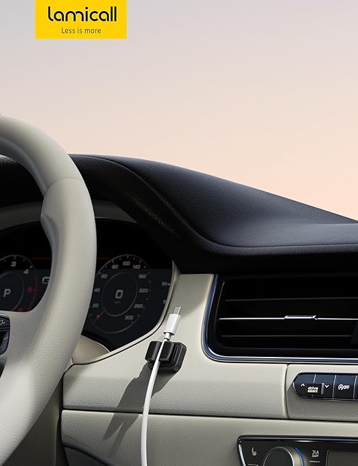 3-in-1 Cord Spring Clip Holder - Lamicall Small Clips for Desk Cable Organizer, Adhesive Adjustable Cable Holder for Charger Wire, USB Cord, Office, Car, Cord Management, Desk Accessories, 6Pcs