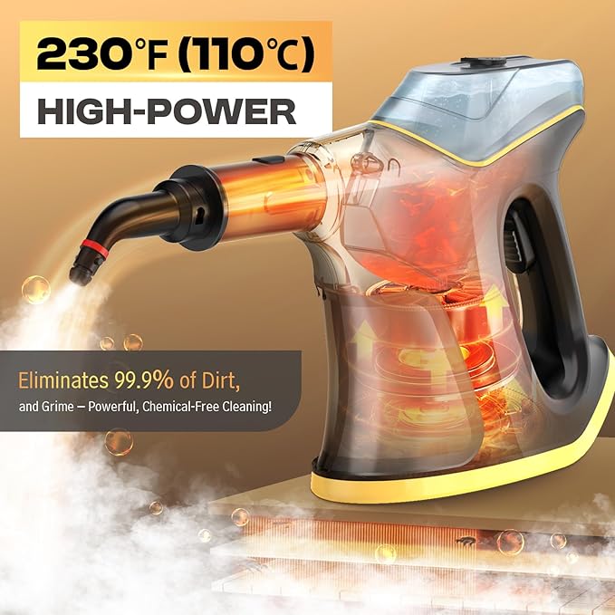 10S Fast Heating Heavy Duty Steam Cleaner with Continuous Spray & Safety Lock, Natural Steamer for Deep Cleaning, Multipurpose Handheld Steamer with 9 Accessories for Home Car Furniture Kitchen Grease