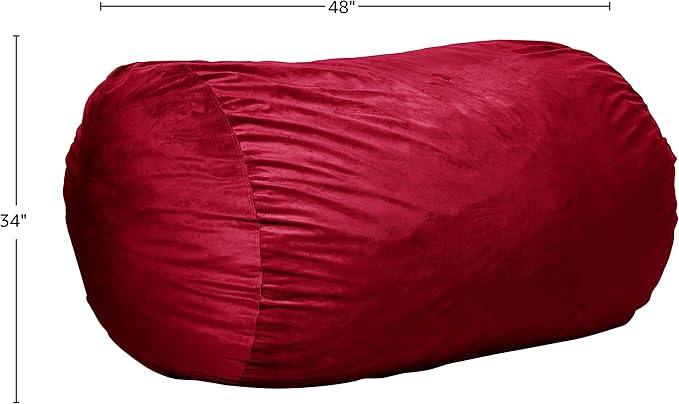 Sofa Sack Bean Bag Chair Cover Only, for Adults and Kids, Without Filling Comfy Fluffy Round or Oval Beanbag Chair Cover Replacement, Lazy Sofa Cover for Reading Chair or Floor Chair, 6-Feet, Cinnabar