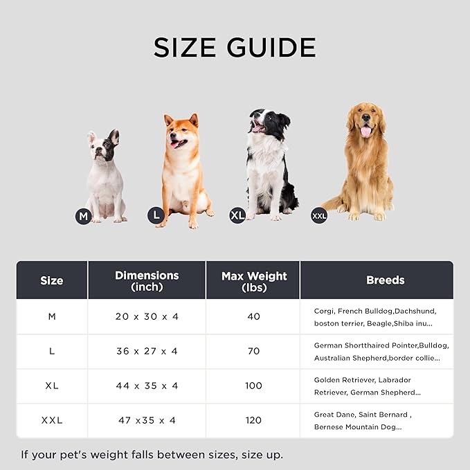 Bedsure XXL Dog Bed - Washable Giant Pet Bed Mattress with Oxford Fabric, Water Resistant Dog Pillow for Crate, 47x35x4, Grey