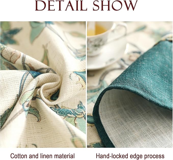 patdrea Designer Linen Table Cloth for Round Table,Durable Breathable Anti-Wrinkle Floral Tablecloth,Fall Decorative Cover for Kitchen Dining,Christmas,Thanksgiving,Party,Diameter 67"-Noah