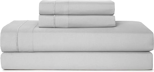 CASUAL LIVING Full Sheets Set 4 Piece Cooling Sheets with 2 Pillowcases Soft Microfiber Hypoallergenic Washable Bed Set Deep Pocket Lightweight Bedding Elasticized for Bedroom, Full, Grey