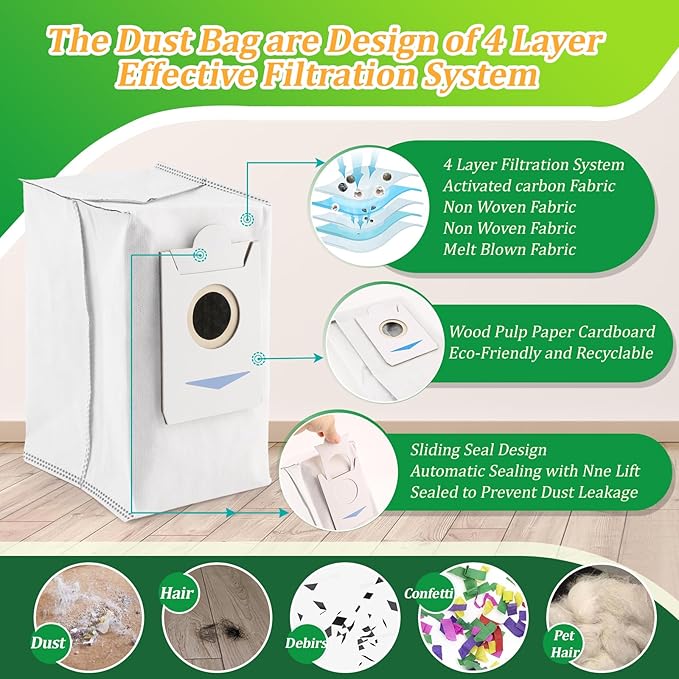 Replacement Parts for ECOVACS DEEBOT T30S/T30S PRO/T30S AI/T30S AI Care Accessories Kit with 1 Rubber Brush,6 Dust Bags,6 Hepa Filters,6 Mop Pads,6 Side Brushes Vacuum Cleaner Set Accessories